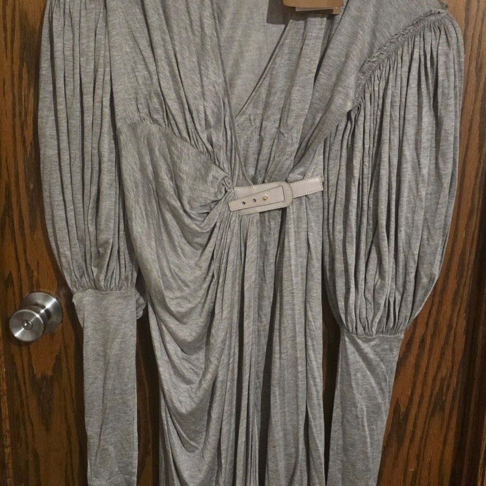 Burberry Gray Long Sleeve Dress with Buckle
